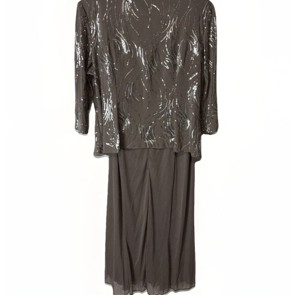 Alex Evenings Sequined A-Line Jacket Pewter Frost Size 16 Mother Of The Bride - Picture 9 of 14